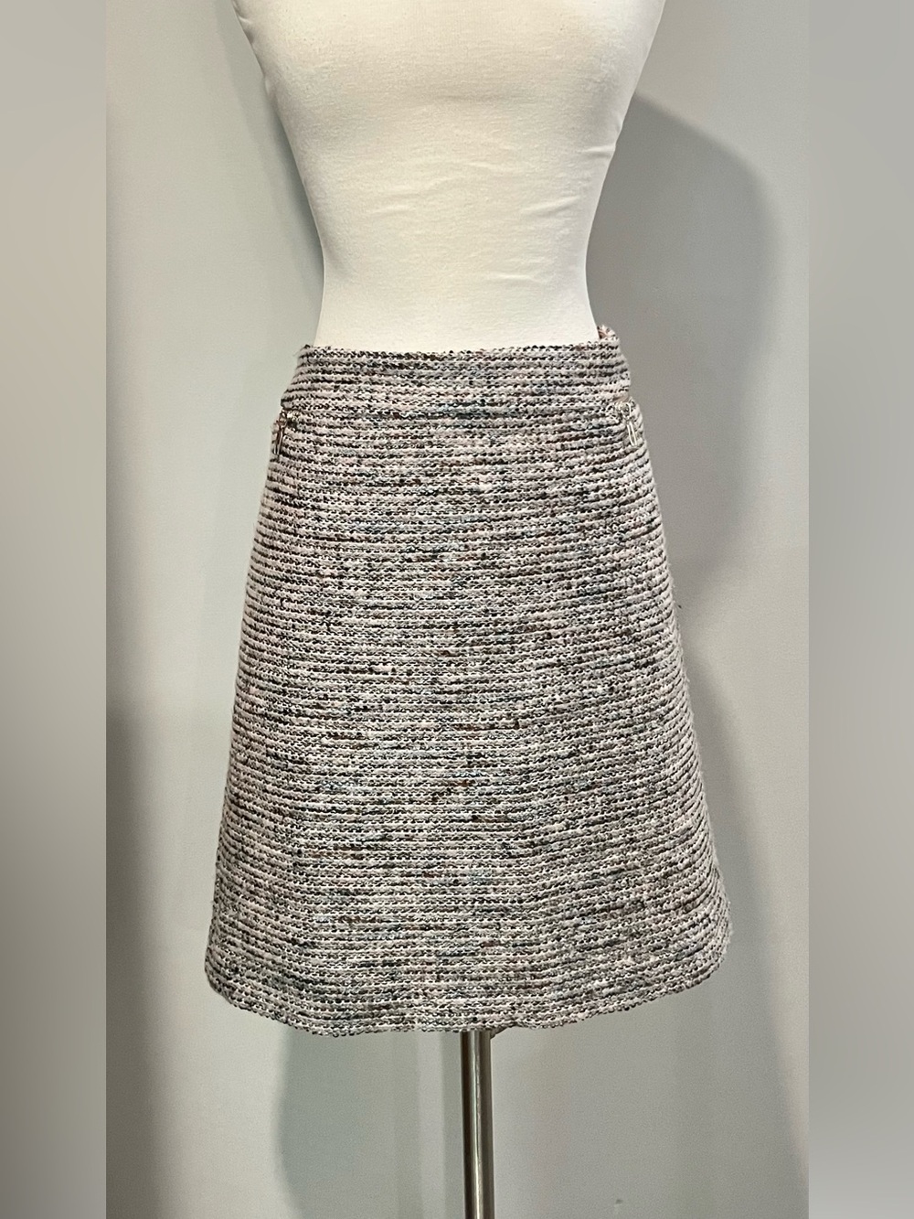 Classic Tweed Skirt in Light Gray